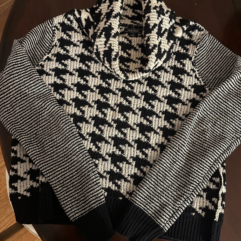 Lucky Brand Black and White Cowl Neck Sweater